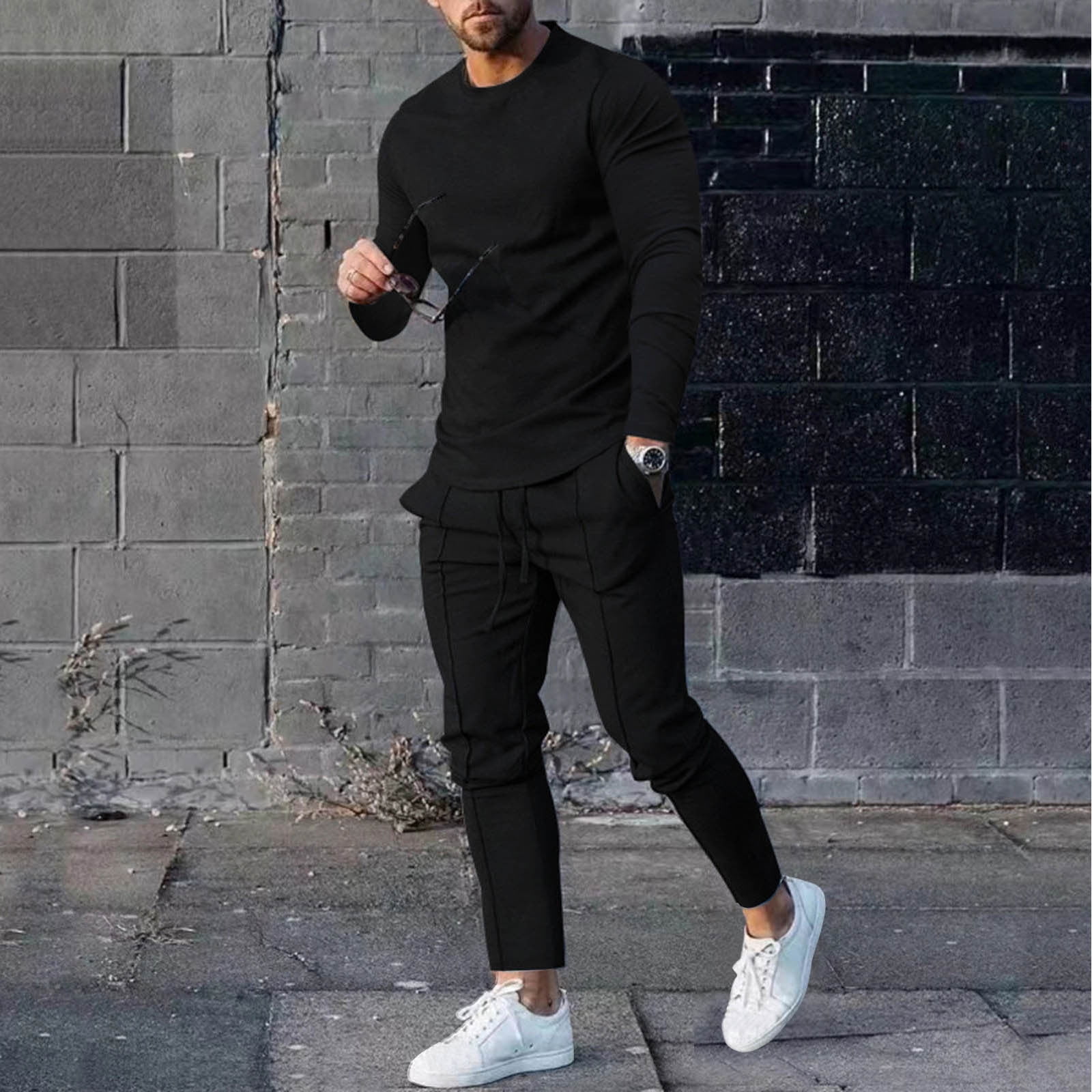 Kayannuo Sweat Pants for Men Spring Christmas Clearance Men s Solid Color Suit Round Neck Long Sleeve T Shirt Trousers Tight Two Piece Set Black 486c0df9 e2a9 4481 a3b7 6e0358f8aafb.f6156c34ab260777886f47b13e033ac8